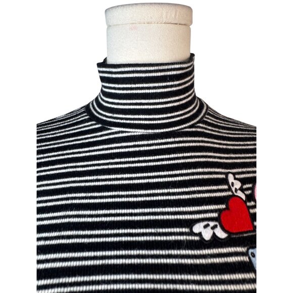 2/$30 ZARA Trafaluc Medium Black & White Striped Turtleneck Long Sleeve Top - Picture 6 of 15